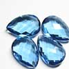 Blue Quartz (Synthetic) Faceted Pear Drops Briolette 2 Beads (1 Pair) and Size 22x15mm approx. 